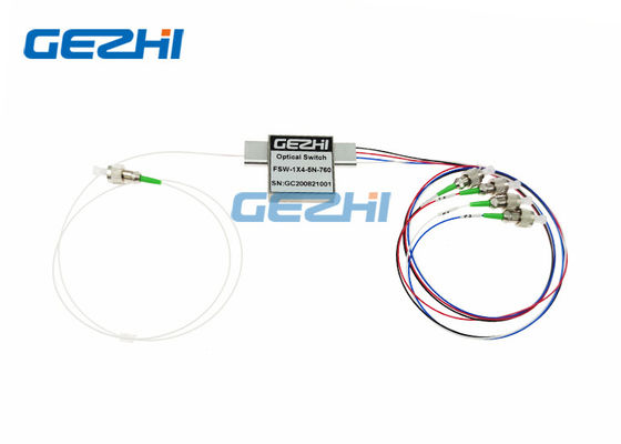 Visible Light 760nm 1x4 Fiber Optical Switches FC/APC Connector