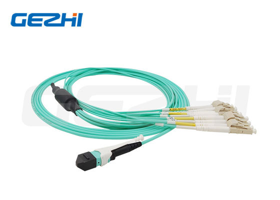 주문 데이터 센터용 0.35dB 엘리트 저손실 MPO-LC 8가닥 OM3 50/125μm 브레이크아웃 케이블 온라인 제조