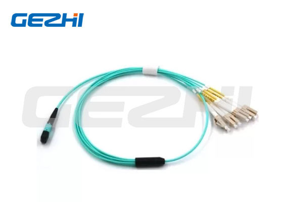 2M 광섬유 MPO 8 핵심 OM3 MM 패치 코드 팬아웃 LSZH 1310nm 검사 파장
